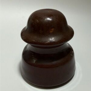 Vintage Brown Porcelain Electric Line Insulator H.E. Co